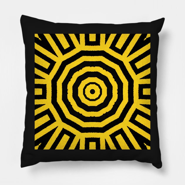 HIGHLY Visible Yellow and Black Line Kaleidoscope pattern (Seamless) 30 Pillow by Swabcraft