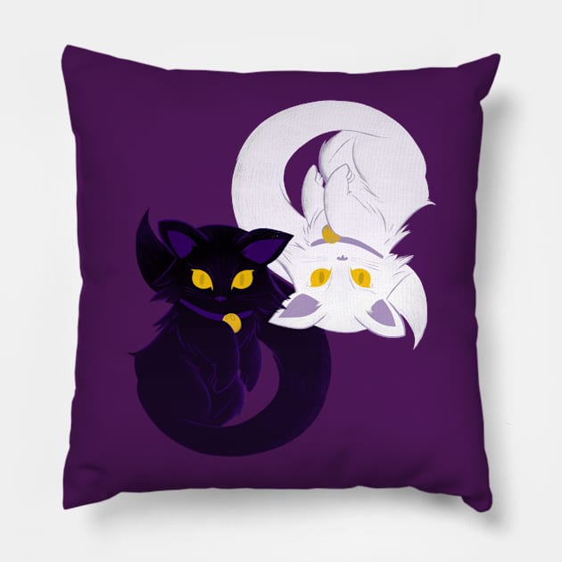 Yin Yang Cat Pillow by Blanquiurris