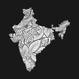 Mandala art map of India with text in white T-Shirt