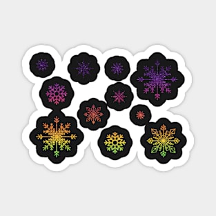 Bright Rainbow Faux Glitter Snowflakes Magnet