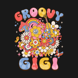 Retro Groovy Gigi Peace Love Colorful Flower Bday T-Shirt