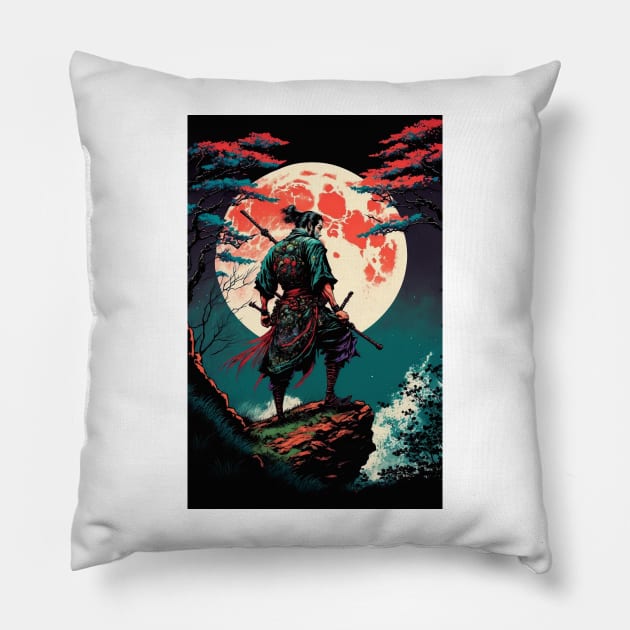 Samurai on a Cliff Pillow by JigglePeek