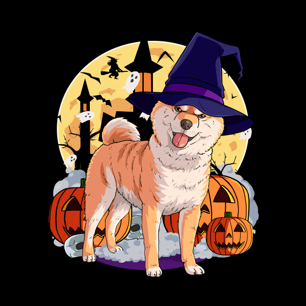 Shiba Inu Scary Dog Halloween Witch Pumpkin by Noseking