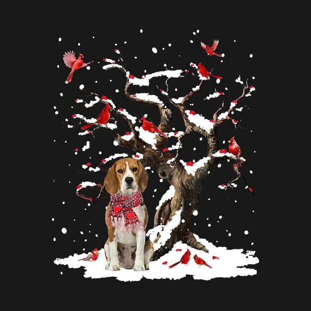 Beagle Scarf Cardinal Snow Christmas by Benko Clarence