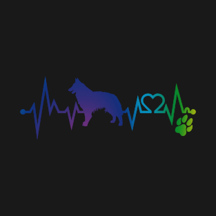 Belgian Tervuren Colorful Heartbeat, Heart & Dog Paw T-Shirt