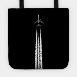 PLANE WITH CONTRAILS Tote