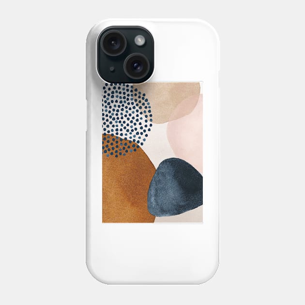 Modern Abstract Terracotta Blush and Navy Blue Phone Case by PixDezines