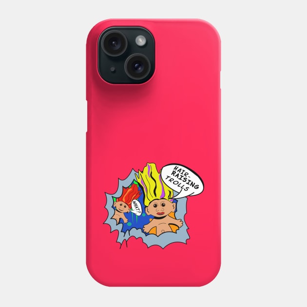 Hair-Raising Trolls Pop Art – Retro Nostalgia with Iconic Speech Bubbles Phone Case by Fun Funky Designs