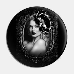 Black Flower Lips digital art portrait wall art homedecor Pin