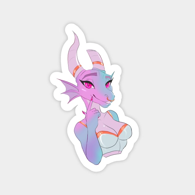 Holographic Dragon Girl Magnet by Annaklava