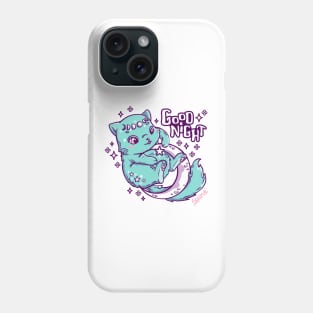 Good night kitten chasing stars on the moon Phone Case