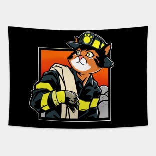 The Firefighter Cat Tapestry