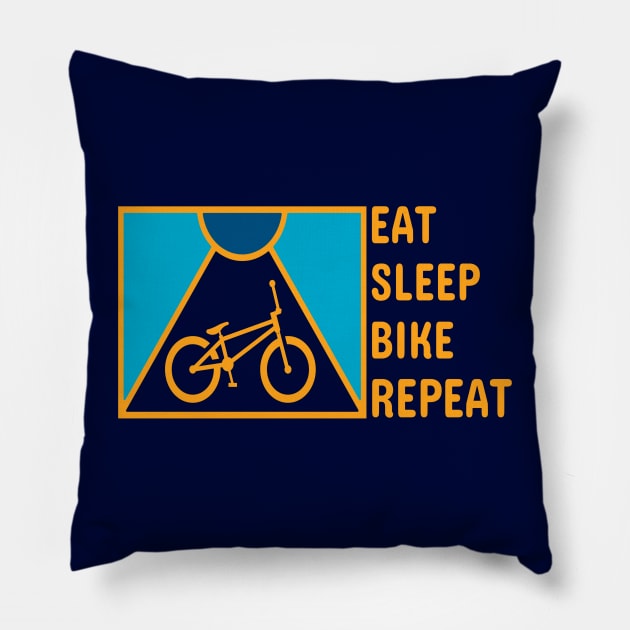 Eat sleep bike repeat quote minimal Pillow by Rdxart