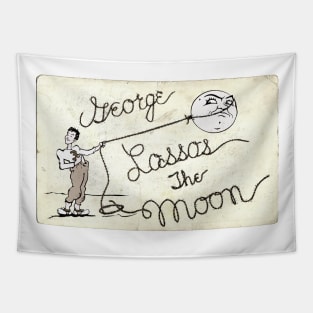 George Lassos The Moon vintage postcard look Tapestry