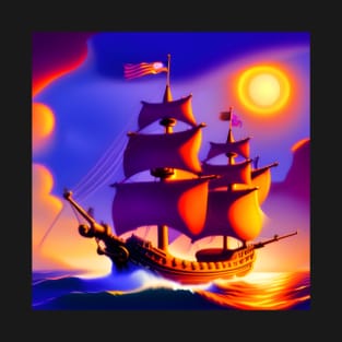 Artistic pirate ship T-Shirt