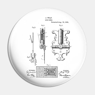 Lock Hinge Vintage Patent Hand Drawing Pin