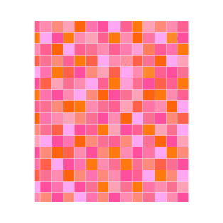 Pink and Orange, Grid, Mosaic Pattern T-Shirt