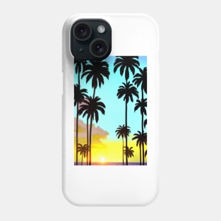 Summer Sunset Palm Trees Beach Ocean Artistic Paradise Phone Case