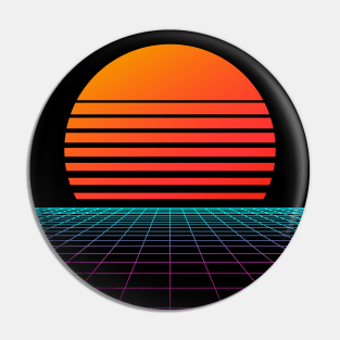 Minimal Nostalgia Sunset Synthwave Pin