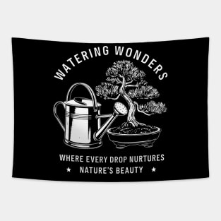 WATERING WONDERS: A Grayscale Tribute to Nature's Beauty, One Drop at a Time Tapestry