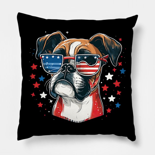 Boxer 4th of July Pillow by JayD World