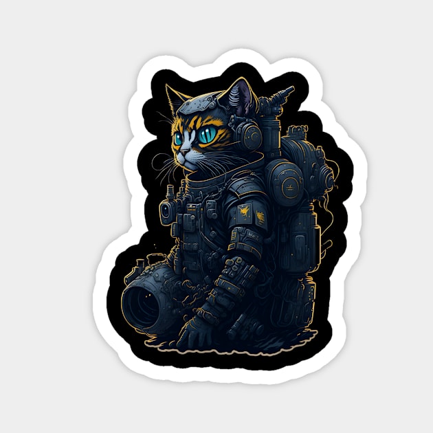 Mecha Cat_015 Magnet by Kulturmagazine