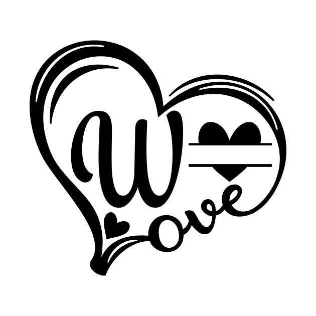 letter w monogram in the shape of love by Candy Store