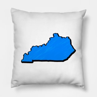 Bright Blue Kentucky Outline Pillow