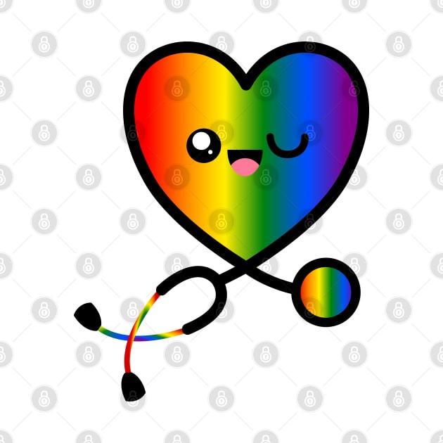 Stethoscope Emoji Heart Rainbow 3 by NurseLife