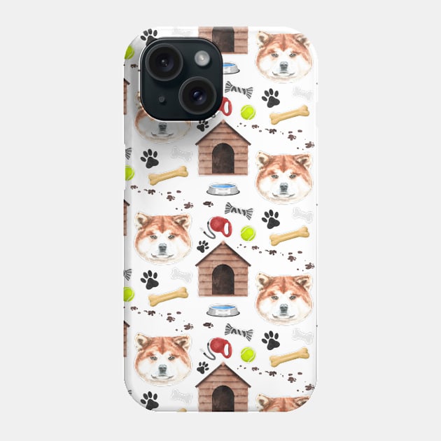 Akita Inu Dog Half Drop Repeat Pattern Phone Case by DoggyStyles