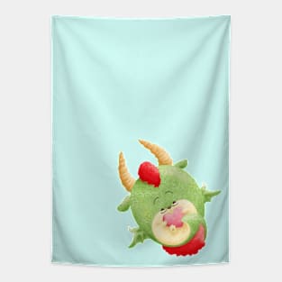 Dragon Hug a Pink Heart Tapestry