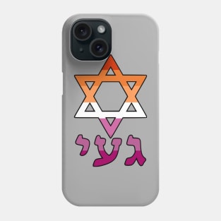 Gay (Yiddish w/ Mogen Dovid and Lesbian Pride Flag Colors) Phone Case