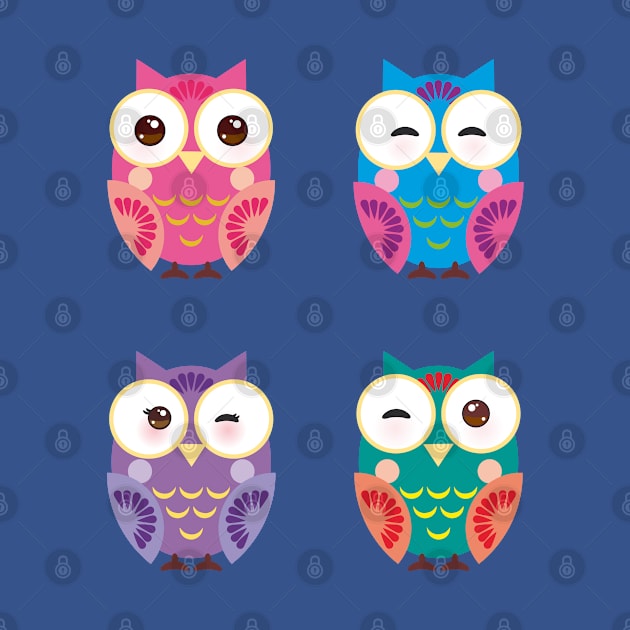 Bright colorful owls (3) by EkaterinaP