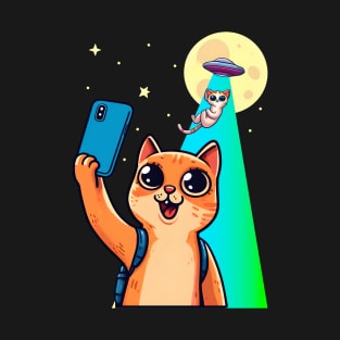 Cat UFO Selfie, Cat And UFO, Cat Selfie, Kitten, Funny Cat T-Shirt