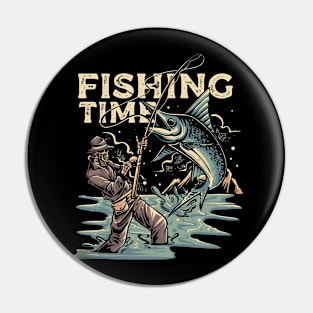 Fishing Time Enthusiast Fisher Man Pin