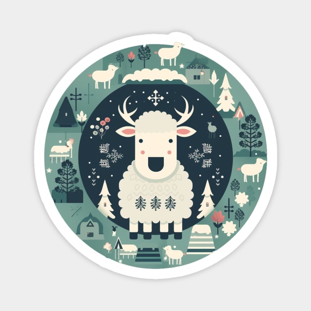 Sheep in Ornament, Love Farm Animals Magnet by logiamerch