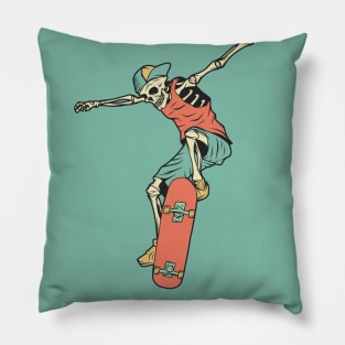 Retro Skater Skeleton Pillow