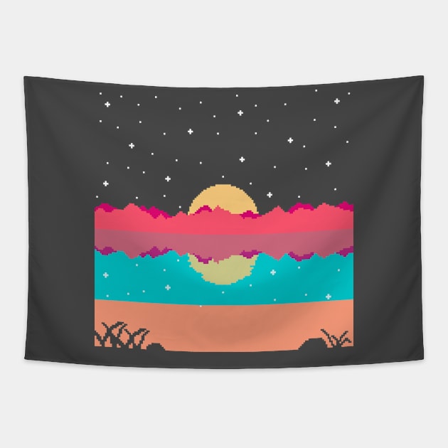 Starry Night At The Beach Tapestry by Zeatt_