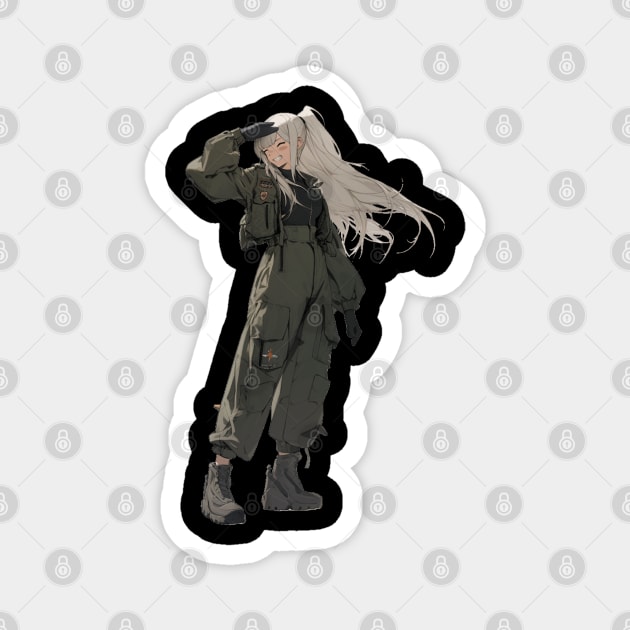 Anime Military Kawaii Girl Magnet by stickercuffs