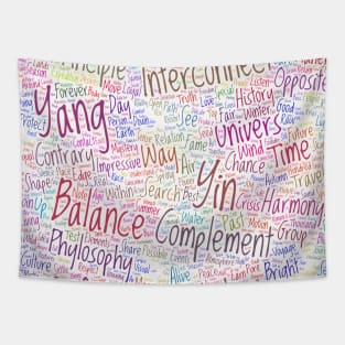 Yin Yan Interconnect Pattern Text Word Cloud Tapestry