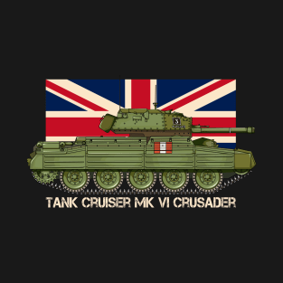 Tank Cruiser Mk VI Crusader British WW2 Vintage UK Flag T-Shirt