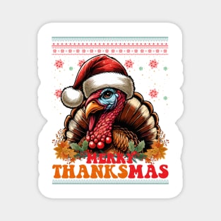 Thanksgiving Christmas Santa Turkey Merry Thanksmas Magnet