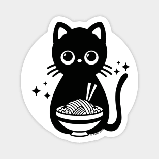 kawaii vintage style japenese ramen cat Magnet