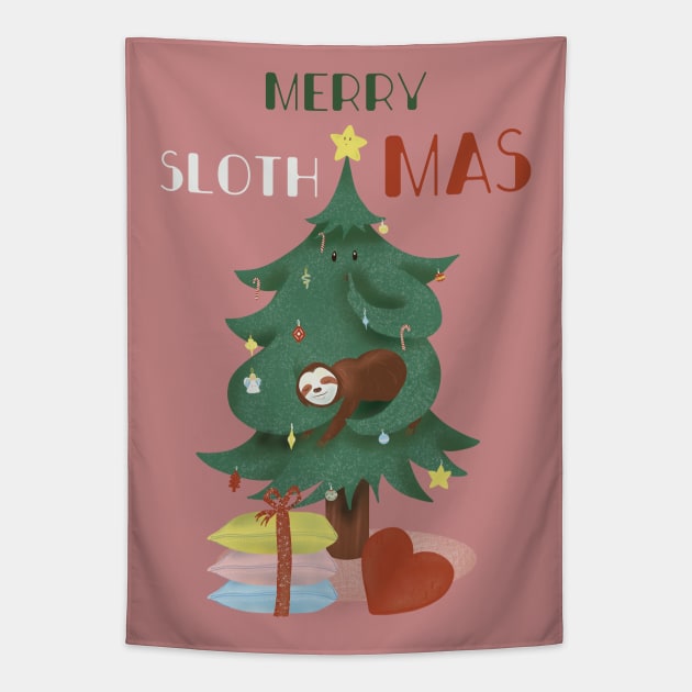 Merry slothmas Tapestry by Mimie20