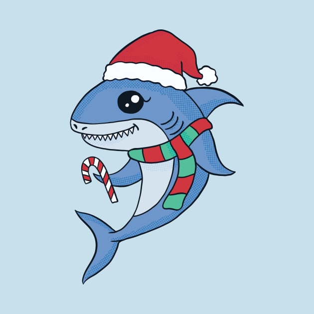 Cute Cartoon Christmas Shark by SLAG_Creative