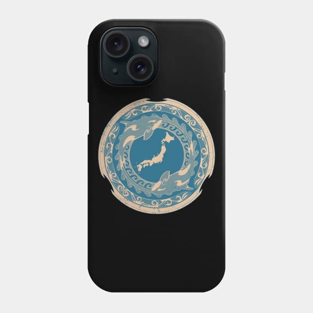 Orcas and map of Japan Phone Case by NicGrayTees