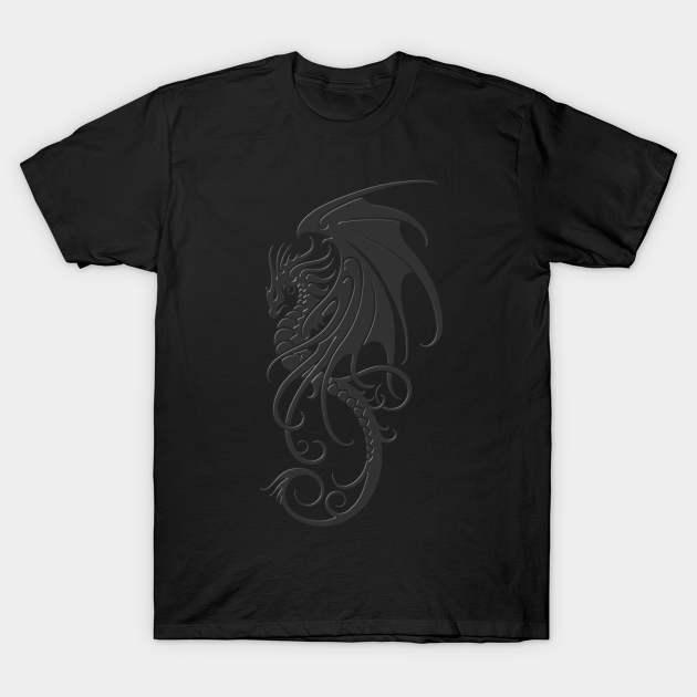 Flying Dark Tribal Dragon - Dragon - T-Shirt