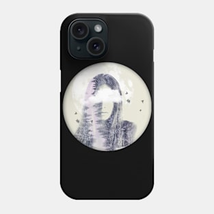 Nature and the Moon - Double Exposure Phone Case