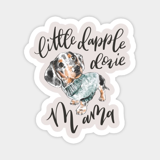 Little Dapple Doxie Mama Black Dapple Magnet by stuckyillustration