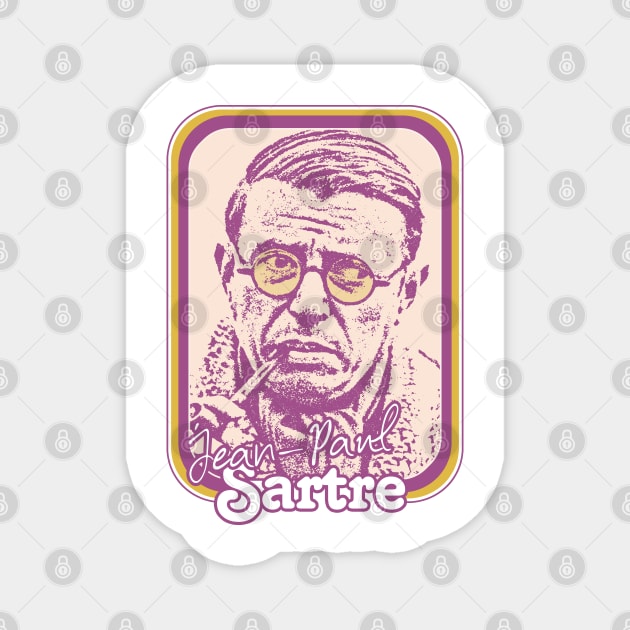 Jean Paul Sartre - Retro Style Fan Design Magnet by DankFutura